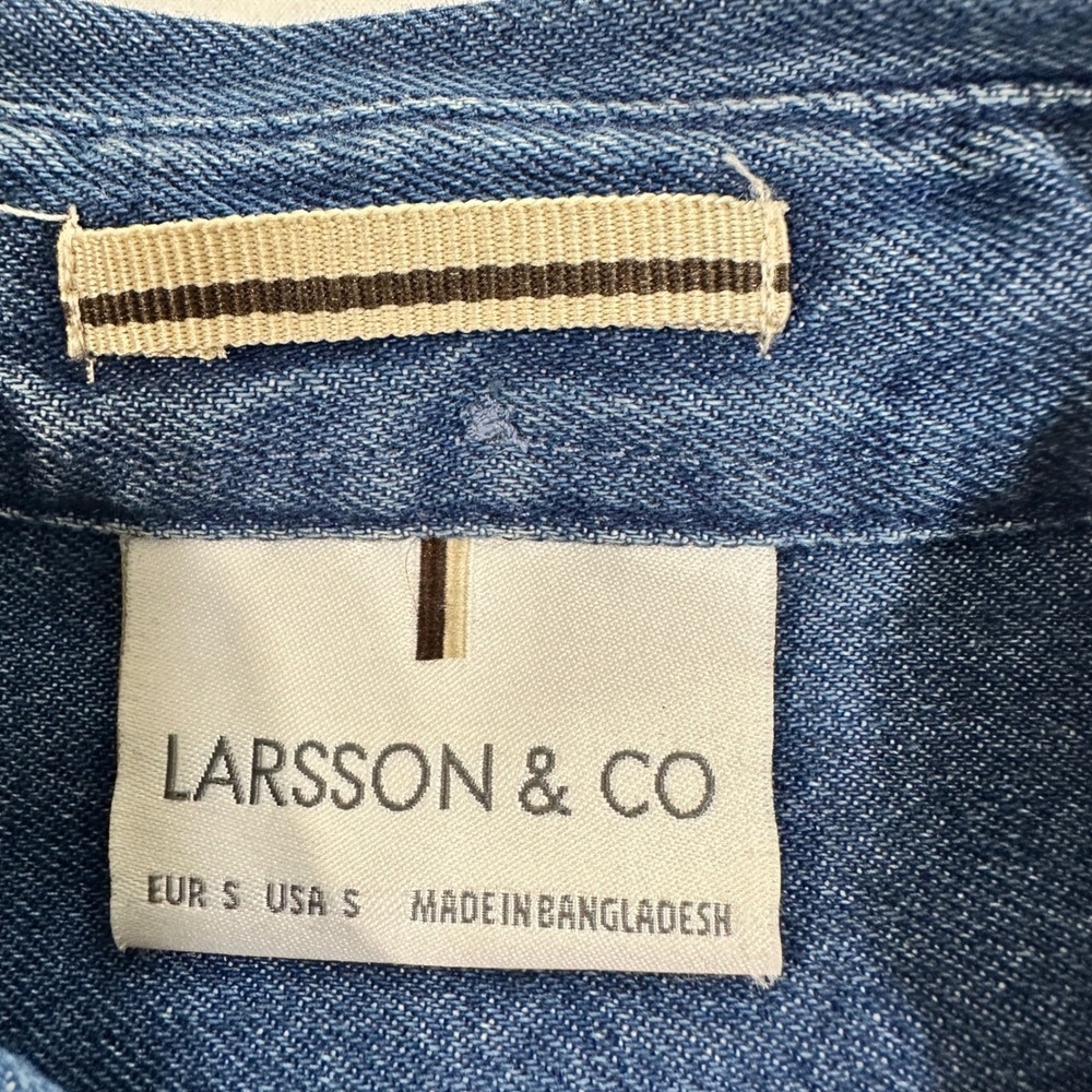 Larsson & Co Freddie Denim Shirt Mens Small Blue Long Sleeve Button Down Cotton - Picture 5 of 10